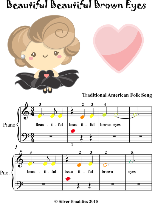 Title details for Beautiful Beautiful Brown Eyes Beginner Piano Sheet Music with Colored Notes by Traditional American Folk Song - Available